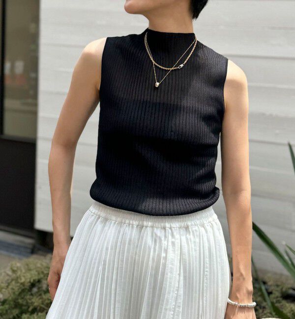 NOLLEY'S「《手洗い可能》《アンサンブル対応》シアーリブノースリーブプルオーバーニット」|ニット・セーター|