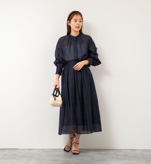 NOLLEY'S「バンドカラーシアーブラウス」|シャツ・ブラウス|