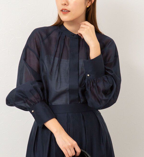 NOLLEY'S「バンドカラーシアーブラウス」|シャツ・ブラウス|