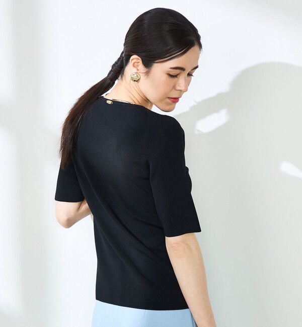 NOLLEY'S sophi「《手洗い可能》カシュクール風5分袖プルオーバーニット」|ニット・セーター|