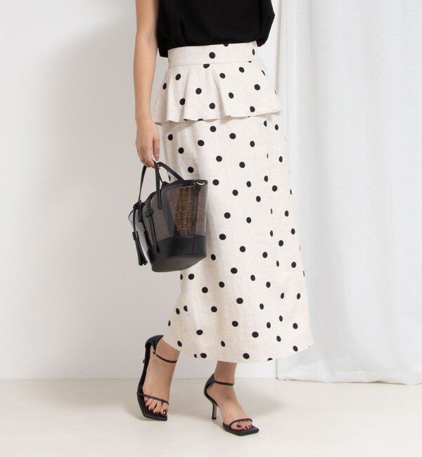 NOLLEY'S「ドットプリントタイトミディスカート」|タイト|ベージュ系その他3