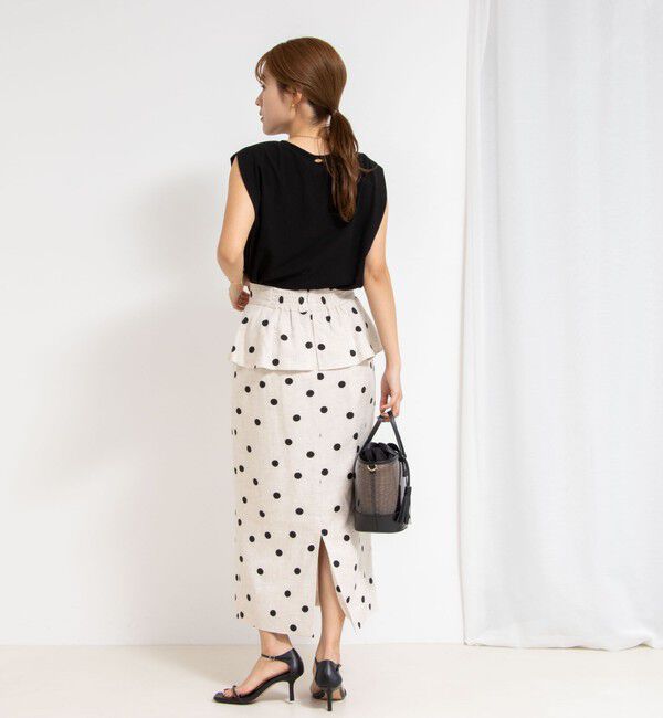 NOLLEY'S「ドットプリントタイトミディスカート」|タイト|