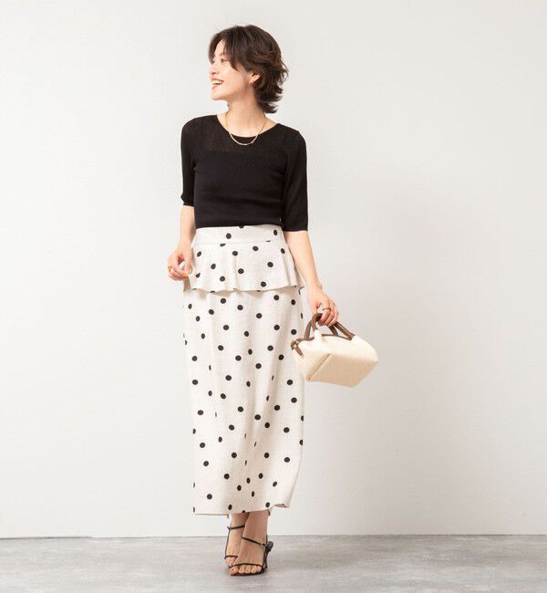 NOLLEY'S「ドットプリントタイトミディスカート」|タイト|