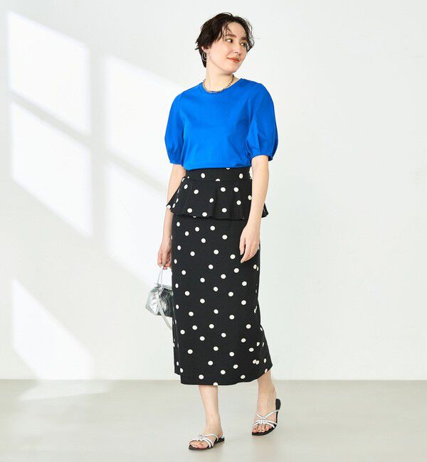 NOLLEY'S「ドットプリントタイトミディスカート」|タイト|