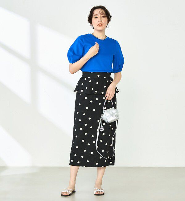 NOLLEY'S「ドットプリントタイトミディスカート」|タイト|