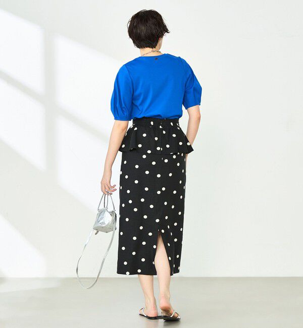 NOLLEY'S「ドットプリントタイトミディスカート」|タイト|