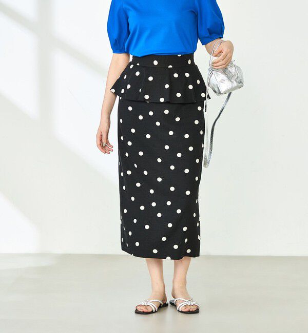 NOLLEY'S「ドットプリントタイトミディスカート」|タイト|