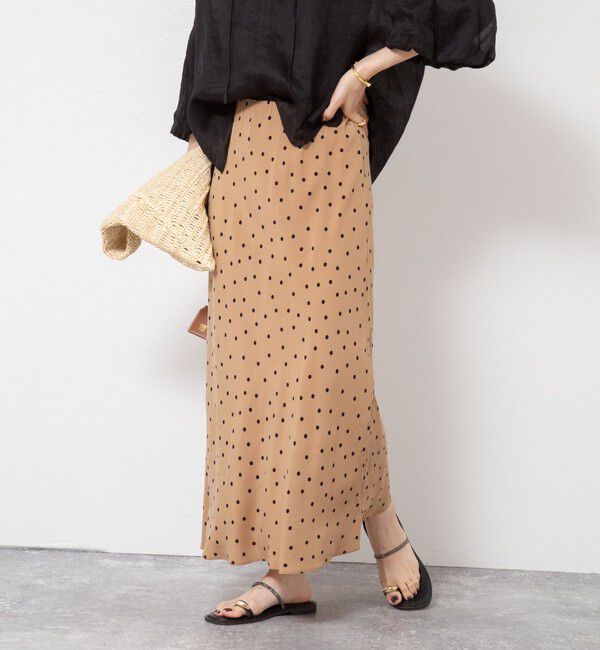 NOLLEY'S「ウォッシャブルドットプリントナロースカート」|スカート|ブラウン系その他