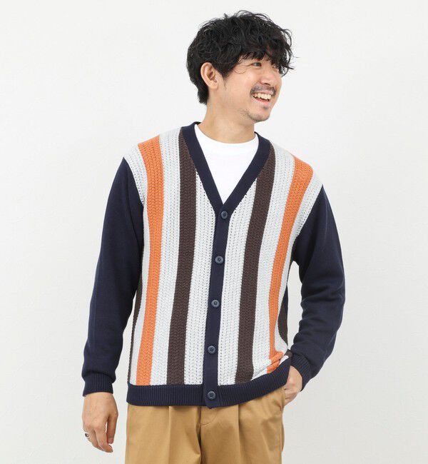 NOLLEY'S goodman「ウォッシャブル 抗菌加工 フロントストライプ 7Gカーディガン 25AW」|ニット・セーター|