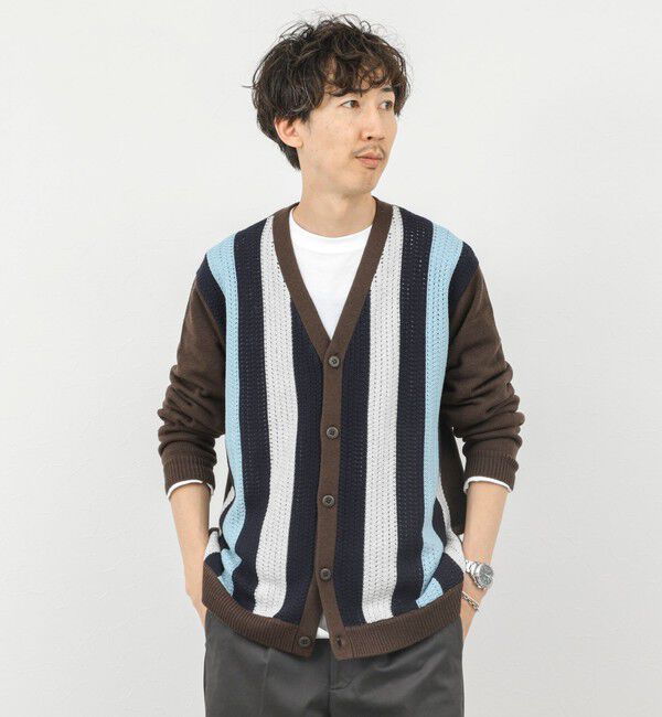 NOLLEY'S goodman「ウォッシャブル 抗菌加工 フロントストライプ 7Gカーディガン 25AW」|ニット・セーター|