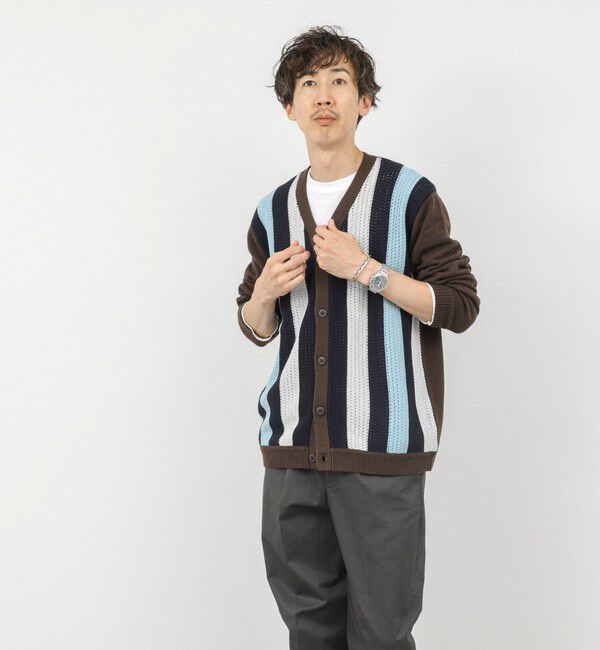NOLLEY'S goodman「ウォッシャブル 抗菌加工 フロントストライプ 7Gカーディガン 25AW」|ニット・セーター|