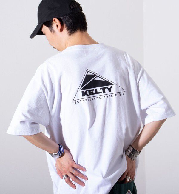 GLOSTER「【KELTY&times;GLOSTER】別注  ケルティワンポイントワッペン バックプリントTシャツ」|Tシャツ・カットソー|