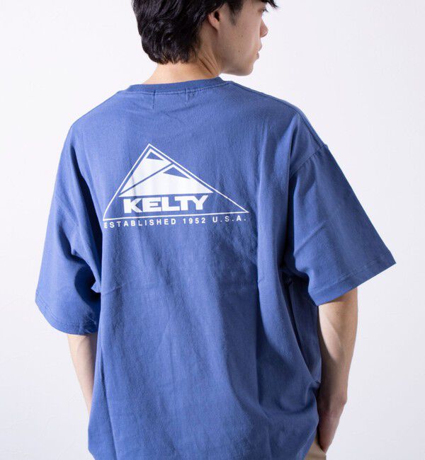 GLOSTER「【KELTY&times;GLOSTER】別注  ケルティワンポイントワッペン バックプリントTシャツ」|Tシャツ・カットソー|ブルー