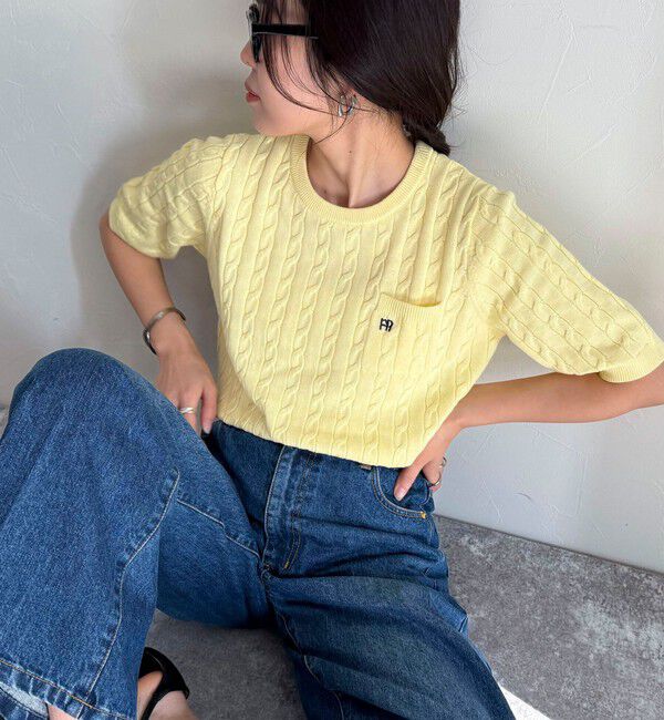 fredy emue「FR刺繍ケーブル柄ポケ付きプルオーバー」|ニット・セーター|