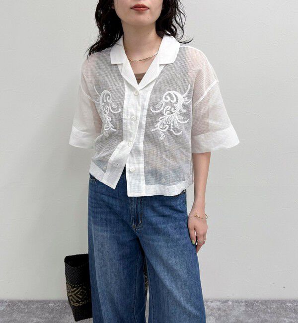 fredy emue「ハンド刺繍ショートシャツ」|シャツ・ブラウス|オフホワイト
