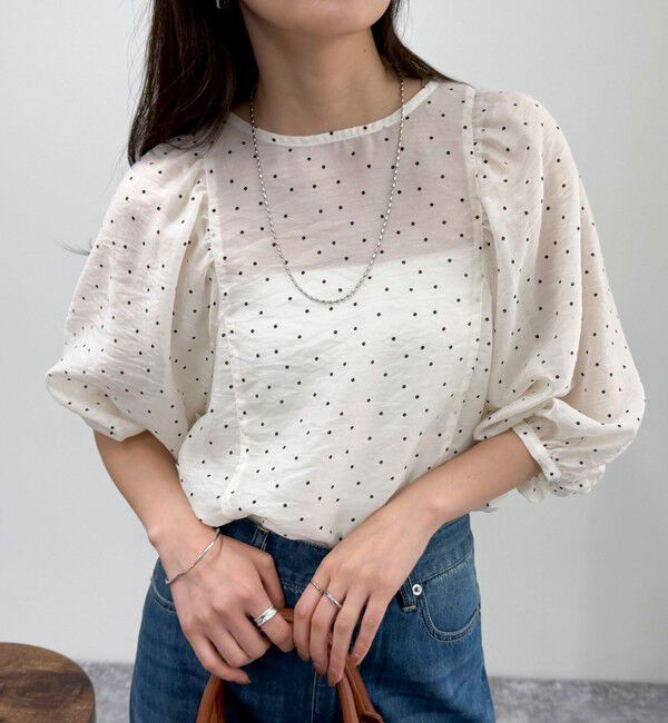 fredy emue「ドットボリューム袖ブラウス」|シャツ・ブラウス|