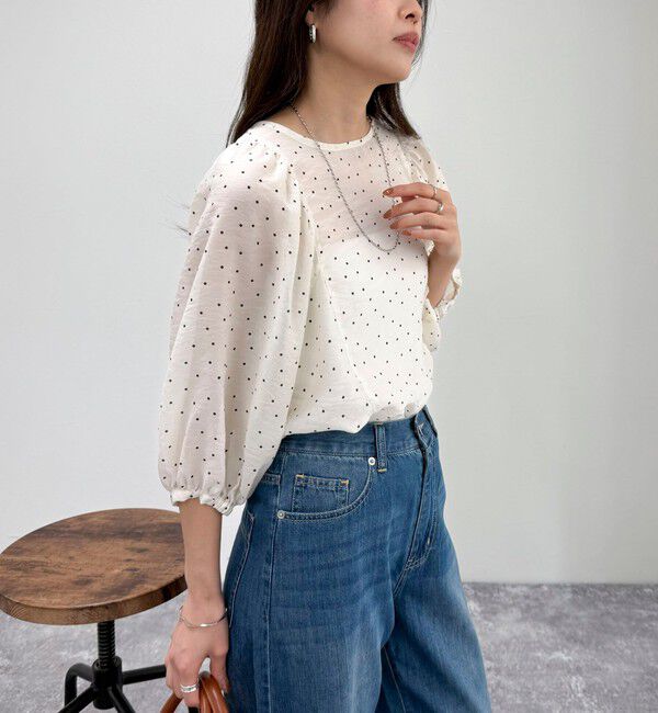 fredy emue「ドットボリューム袖ブラウス」|シャツ・ブラウス|