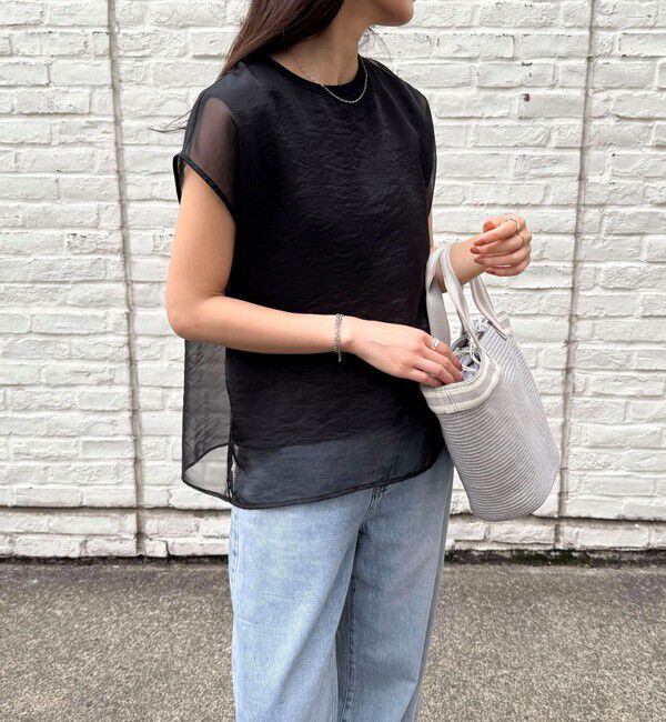 fredy emue「シアーオーガンジーレイヤードノースリーブブラウス」|シャツ・ブラウス|ブラック