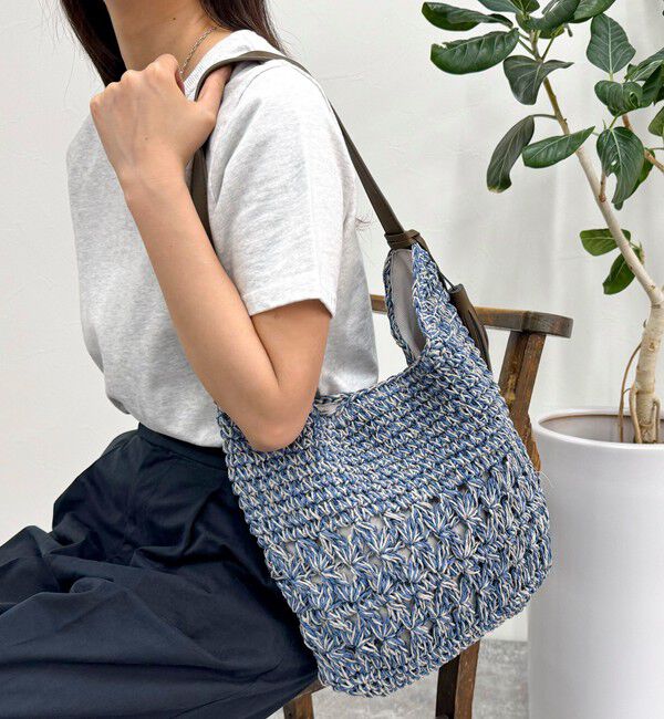 fredy emue「MIXペーパー柄編みワンハンドルバッグ」|かごバッグ|