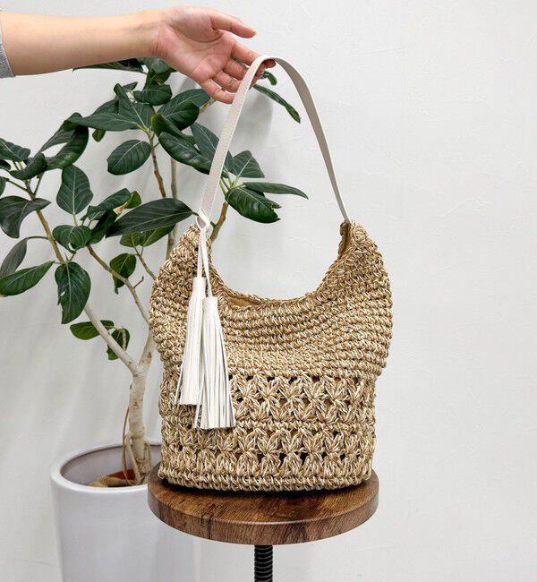 fredy emue「MIXペーパー柄編みワンハンドルバッグ」|かごバッグ|