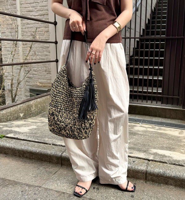 fredy emue「MIXペーパー柄編みワンハンドルバッグ」|かごバッグ|