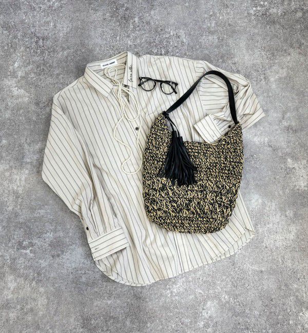 fredy emue「MIXペーパー柄編みワンハンドルバッグ」|かごバッグ|