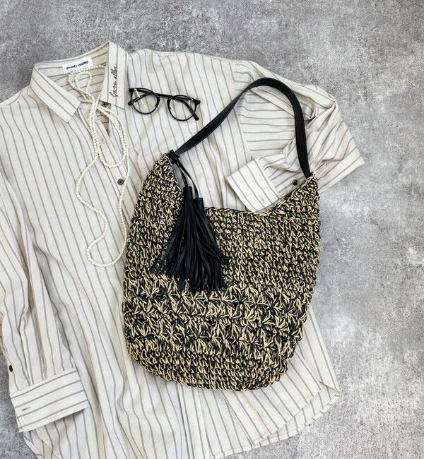 fredy emue「MIXペーパー柄編みワンハンドルバッグ」|かごバッグ|