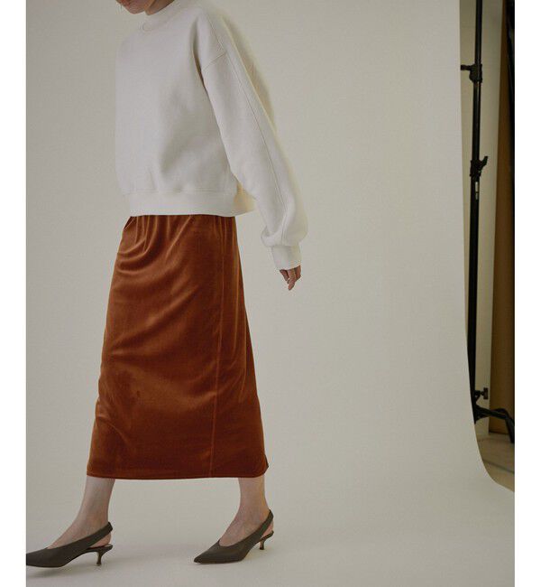 SALON adam et rope'「ベロアロングスリットタイトスカート【セットアップ対応・洗える】」|スカート|