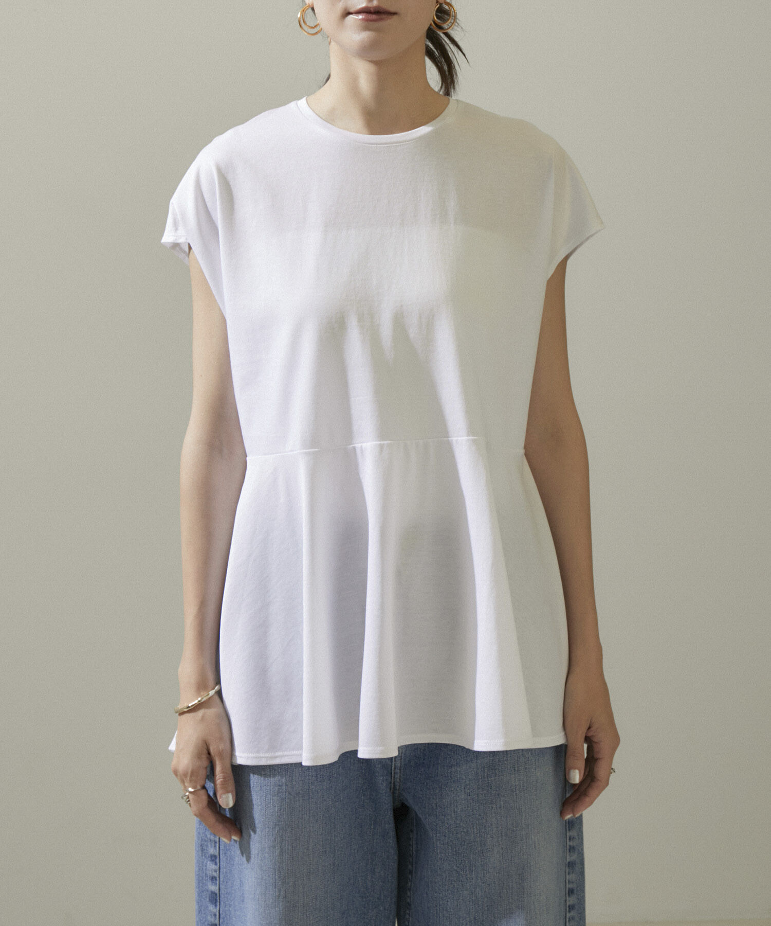 SALON adam et rope'「【WEB限定】フレンチスリーブペプラムTシャツ」|Tシャツ・カットソー|