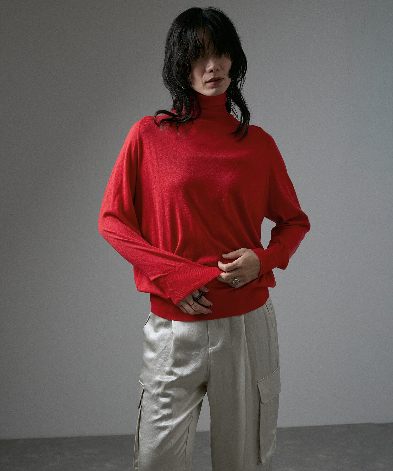 SALON adam et rope'「ウォッシャブルウールタートルネックプルオーバー」|ニット・セーター|レッド(60)