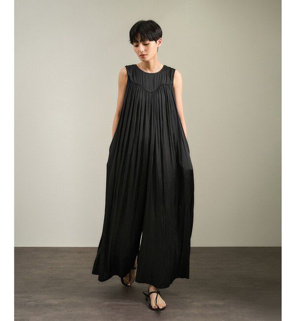 SALON adam et rope'「カッセンギャザーサロペット」|オールインワン|ブラック(01)