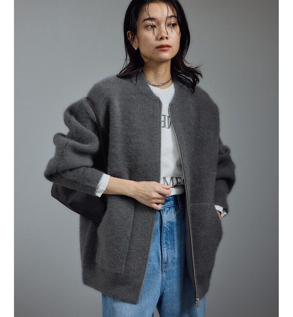 SALON adam et rope'「FOXカシミヤジップブルゾン」|ブルゾン・スタジャン|グレー(07)