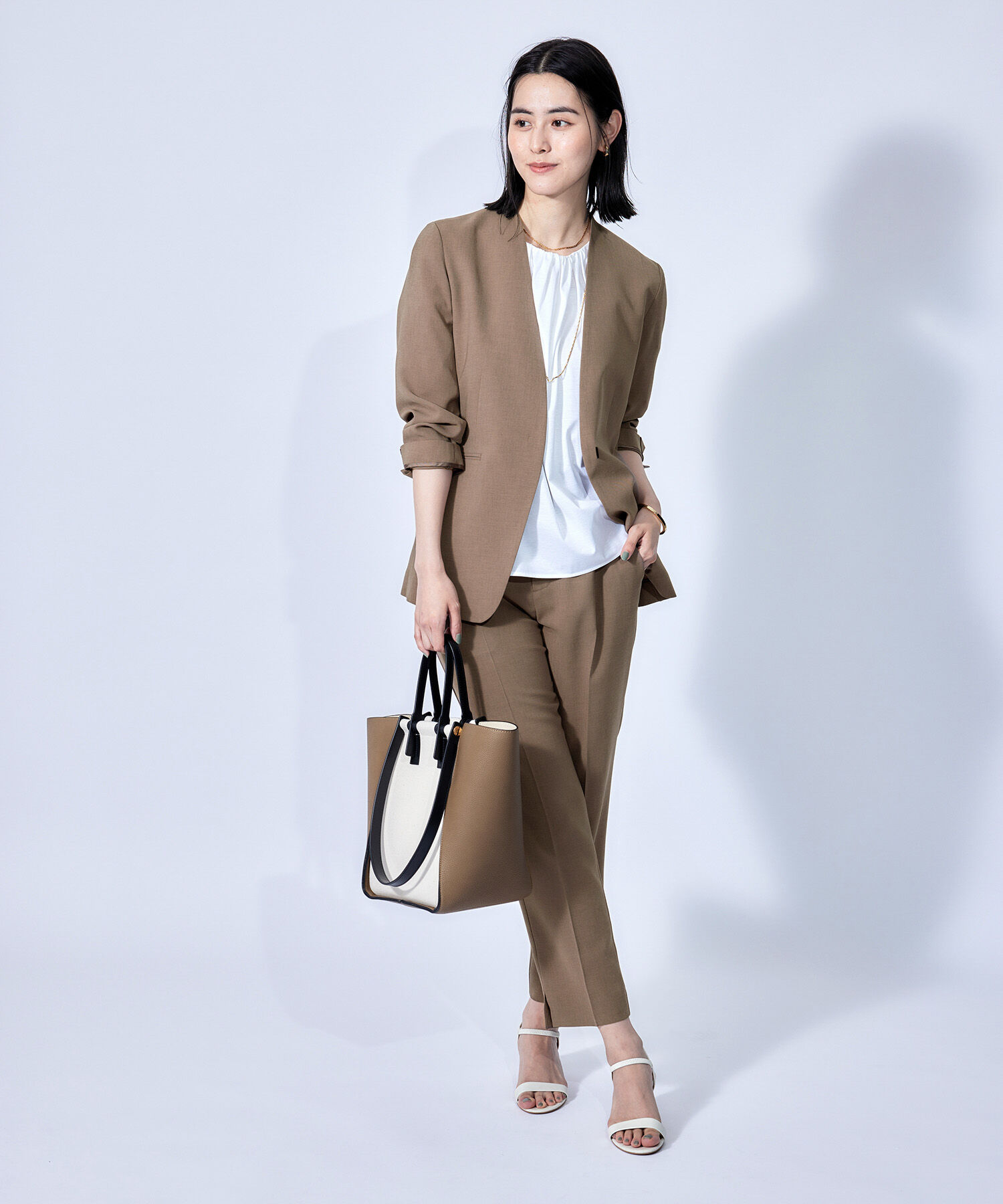 ROPE「ハイツイストカラーレスジャケット/セット対応」|ノーカラージャケット|