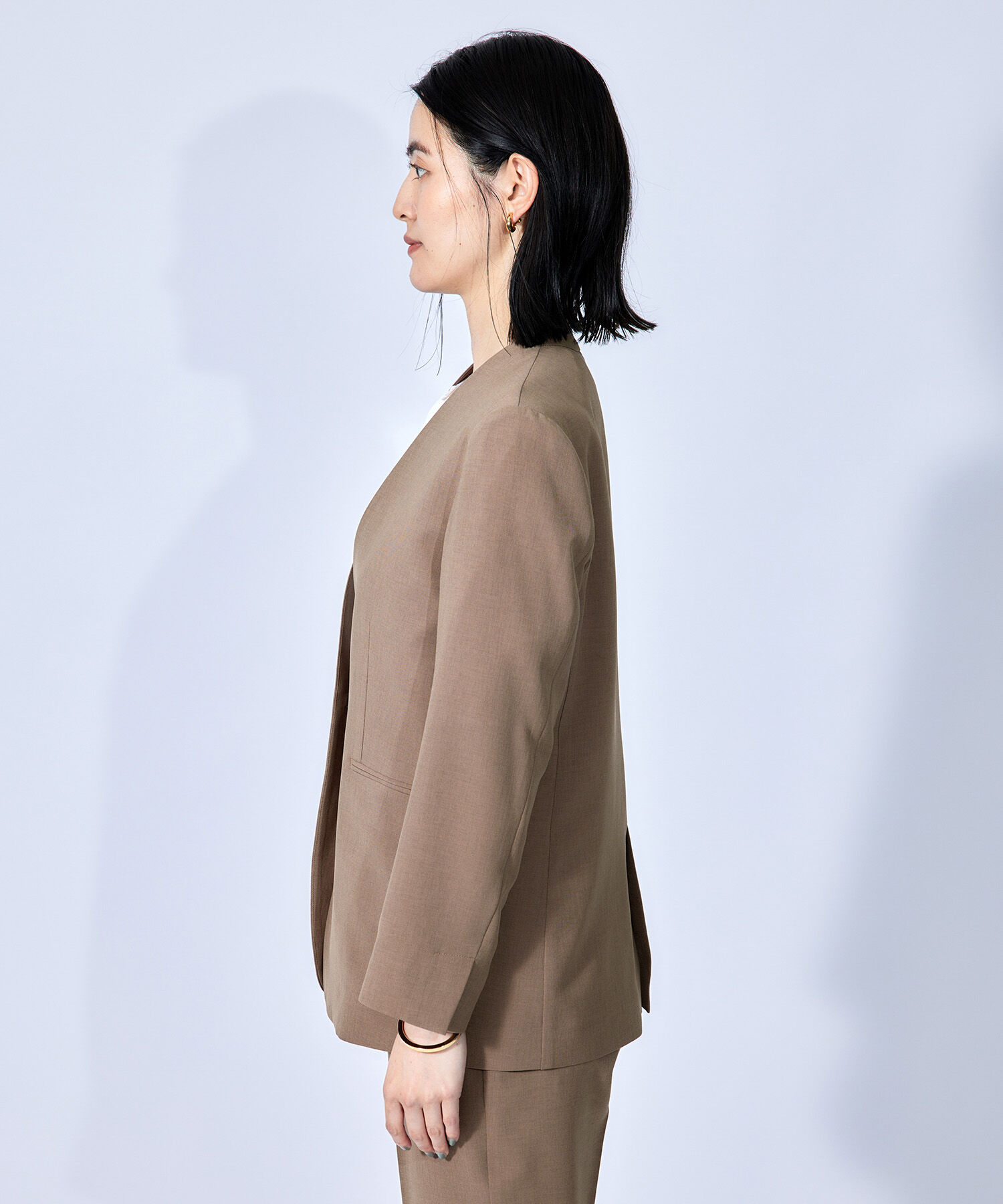 ROPE「ハイツイストカラーレスジャケット/セット対応」|ノーカラージャケット|