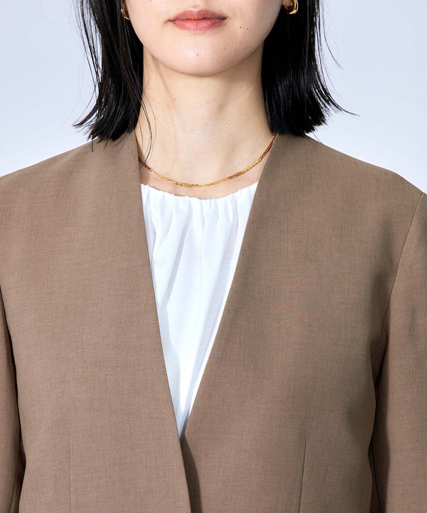 ROPE「ハイツイストカラーレスジャケット/セット対応」|ノーカラージャケット|