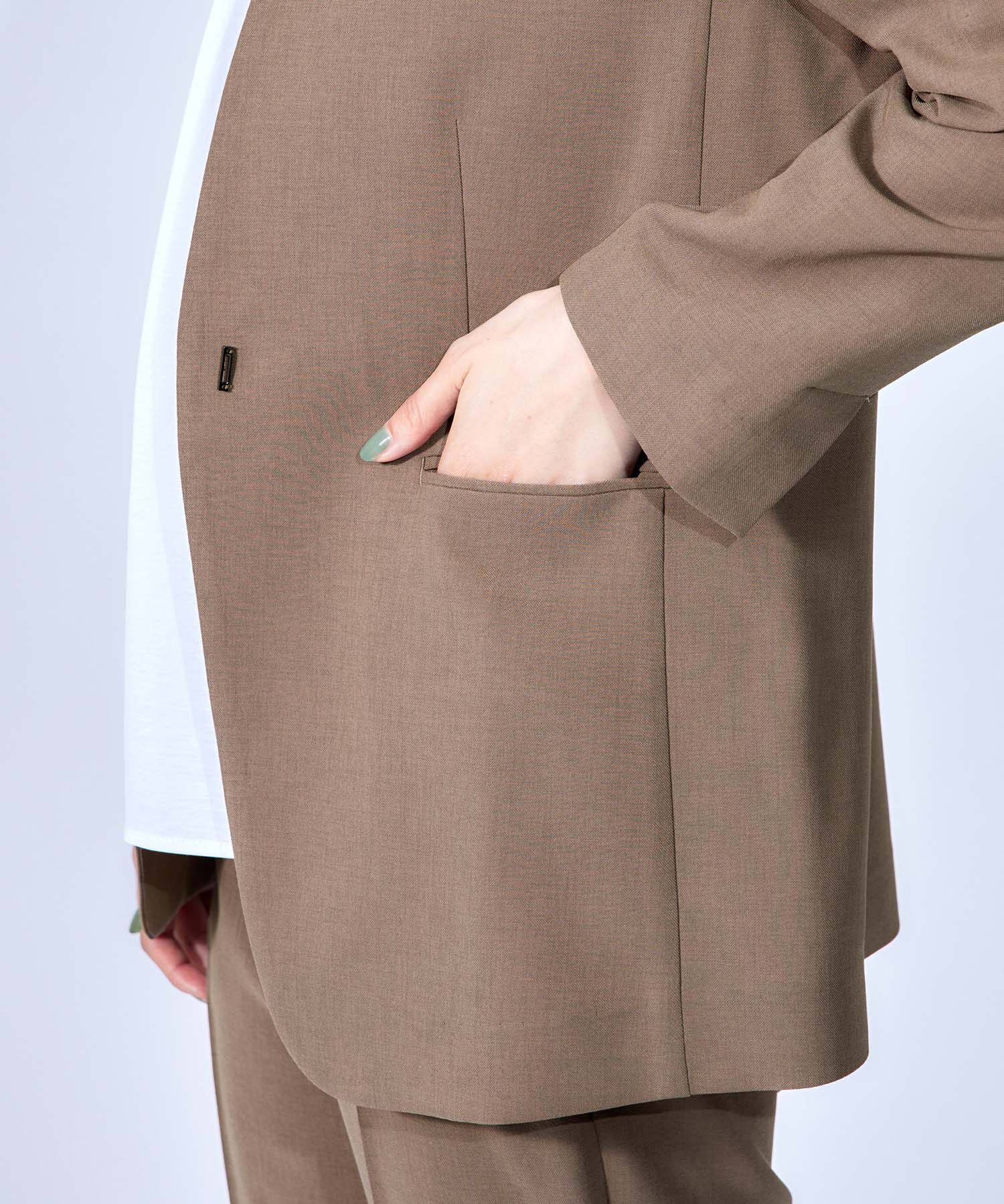 ROPE「ハイツイストカラーレスジャケット/セット対応」|ノーカラージャケット|