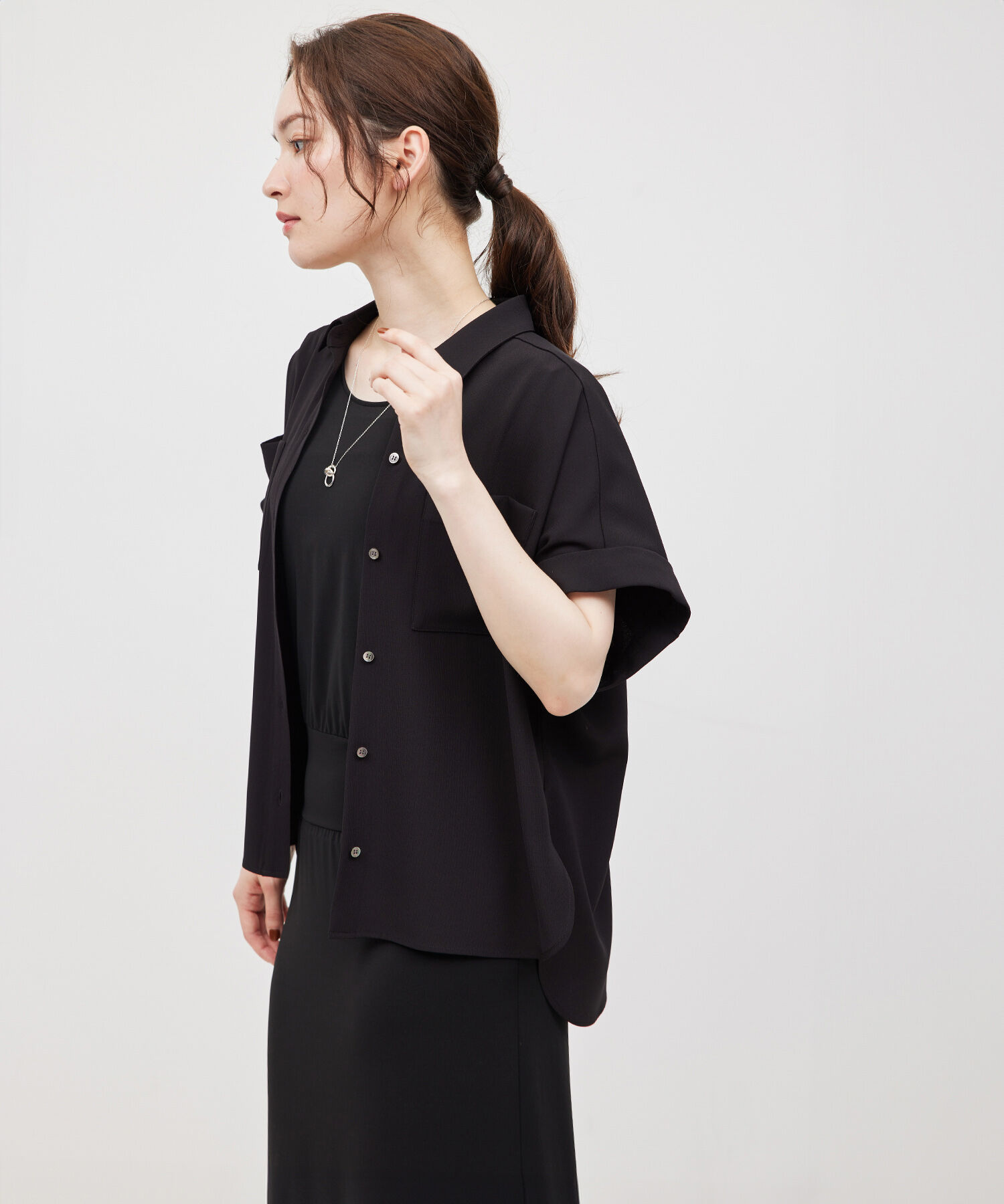 ROPE「【新色追加】トリアセバックサテンフラップシャツ/セットアップ対応【メディア掲載】」|シャツ・ブラウス|