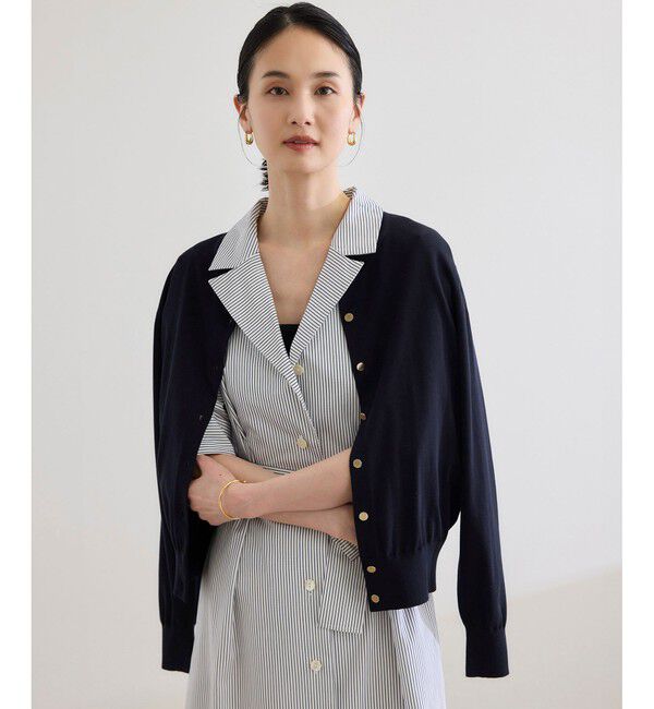 ROPE「【洗える】オーガニックコットンハイゲージカーディガン」|カーディガン|ネイビー(40)