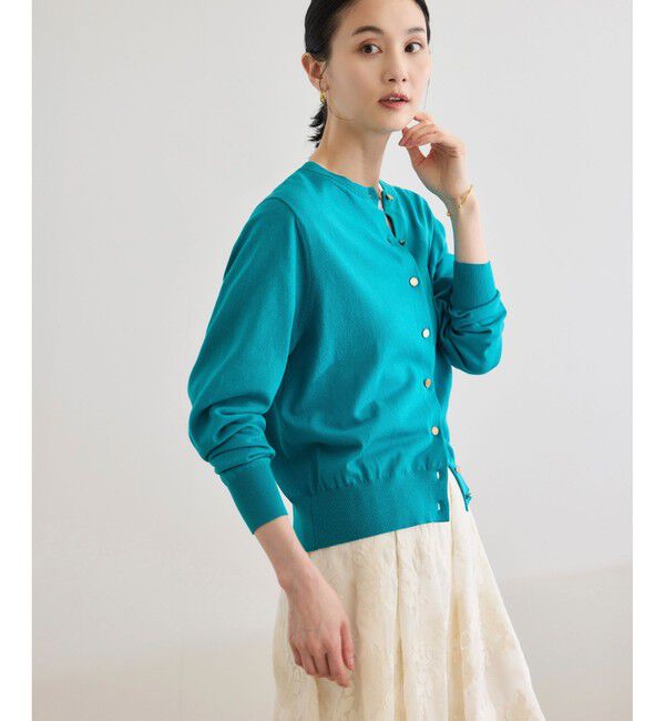 ROPE「【洗える】オーガニックコットンハイゲージカーディガン」|カーディガン|ターコイズ(49)