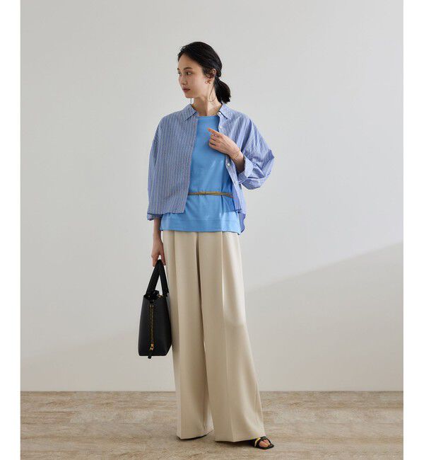 ROPE「【洗える】スーピマコットン アームレットＴシャツ」|Tシャツ・カットソー|