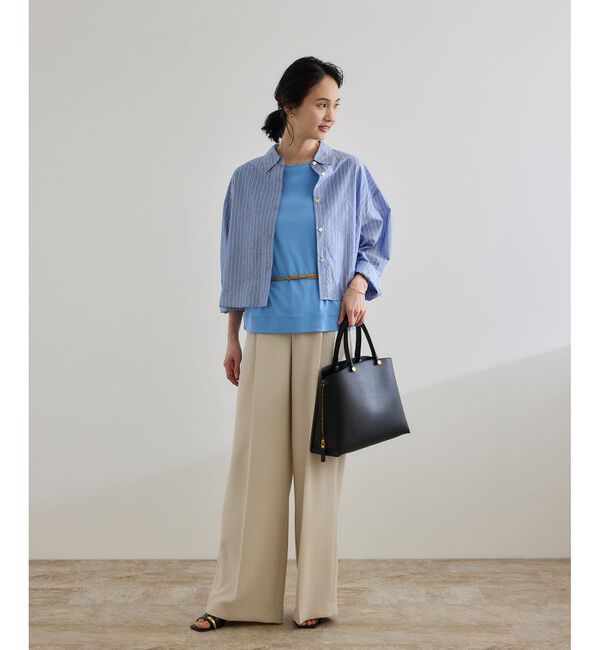 ROPE「【洗える】スーピマコットン アームレットＴシャツ」|Tシャツ・カットソー|