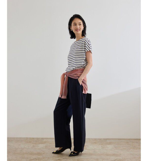 ROPE「【洗える】スーピマコットン アームレットＴシャツ」|Tシャツ・カットソー|