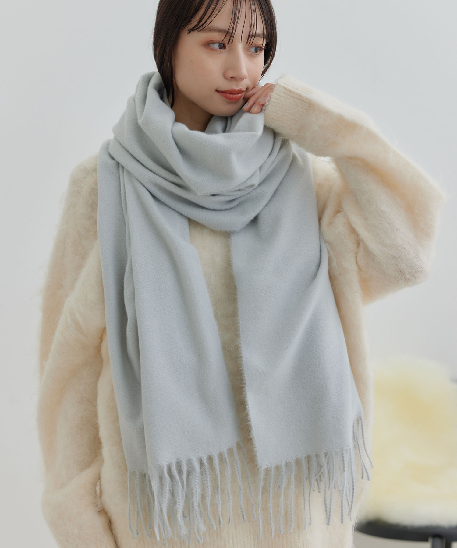 VIS「【リサイクルポリ】なめらかタッチ無地マフラー」|マフラー|