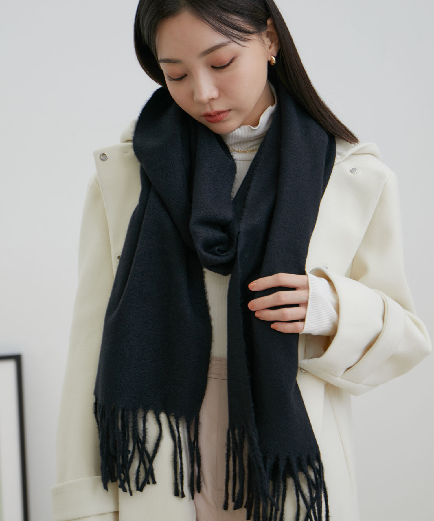 VIS「【リサイクルポリ】なめらかタッチ無地マフラー」|マフラー|