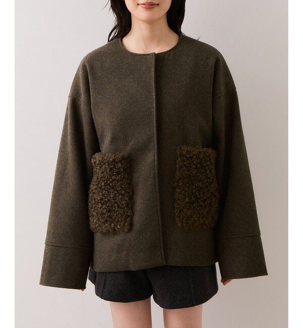 VIS「【WEB限定】ボアポケットノーカラーコート」|その他|