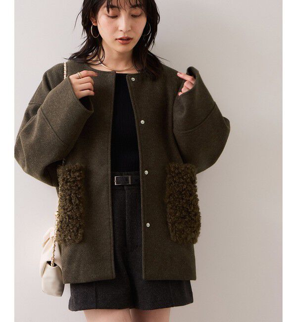 VIS「【WEB限定】ボアポケットノーカラーコート」|その他|