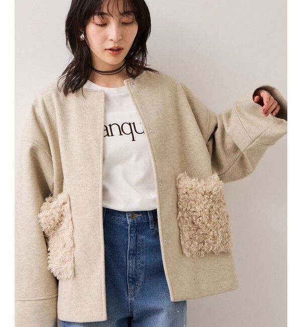 VIS「【WEB限定】ボアポケットノーカラーコート」|その他|