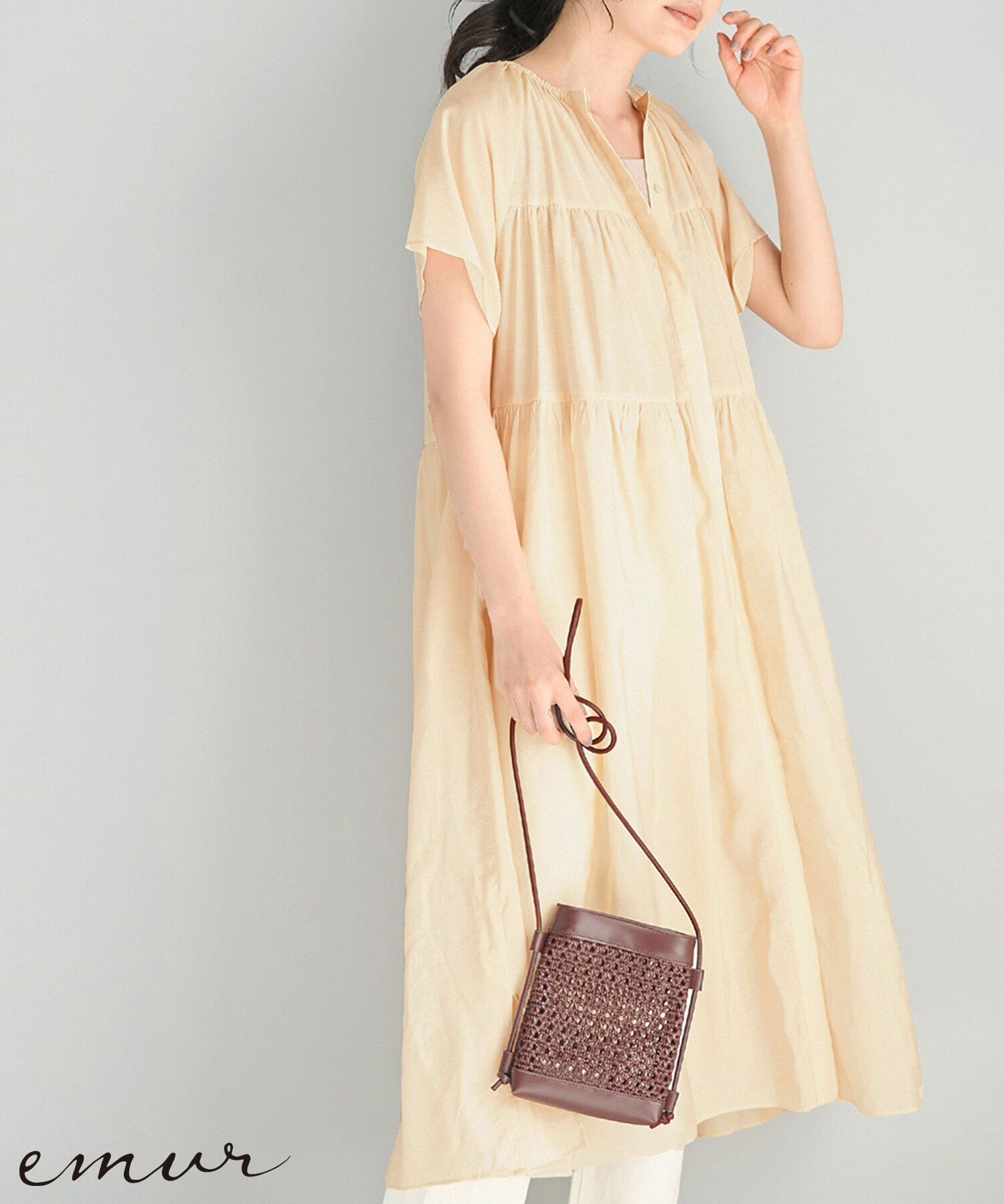 Rope&rsquo;Picnic「【emur】ティアードギャザーシャツワンピース」|その他|イエロー系(81)