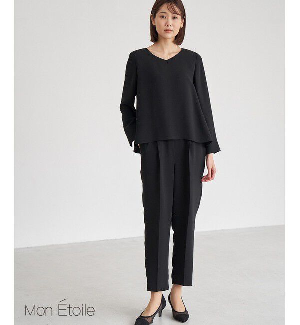 Rope&rsquo;Picnic「Black Formal　ブラウスレイヤード風オールインワン」|オールインワン|クロメイン