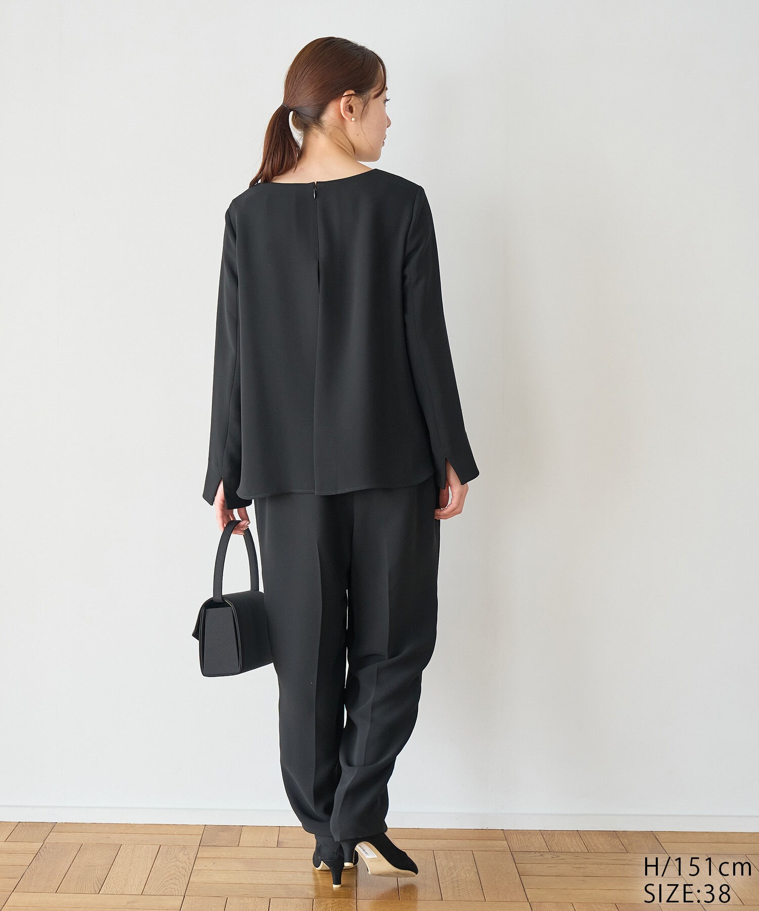 Rope&rsquo;Picnic「Black Formal　ブラウスレイヤード風オールインワン」|オールインワン|